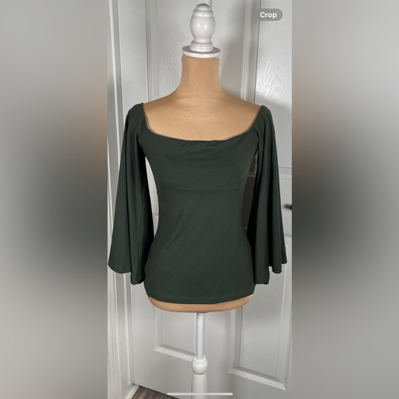Susana Monaco Green Puffy Long-sleeve Blouse Small - Picture 6 of 10